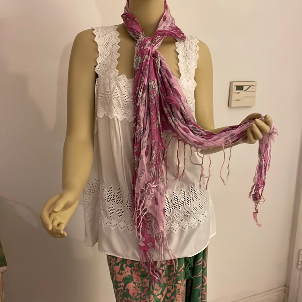 Lace and cotton blouse